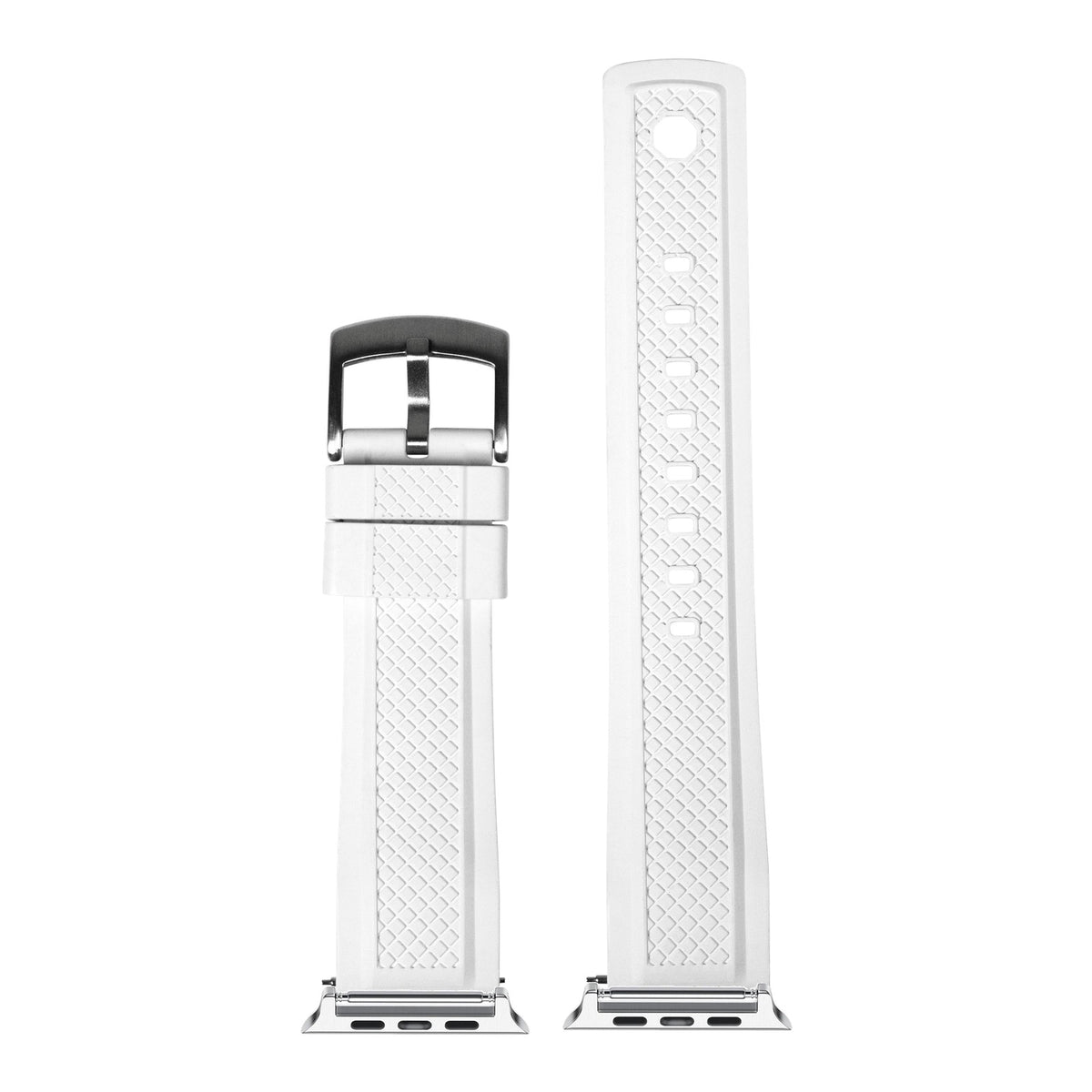[Apple Watch] GridLock FKM Rubber - White with Silver Apple Watch connecters