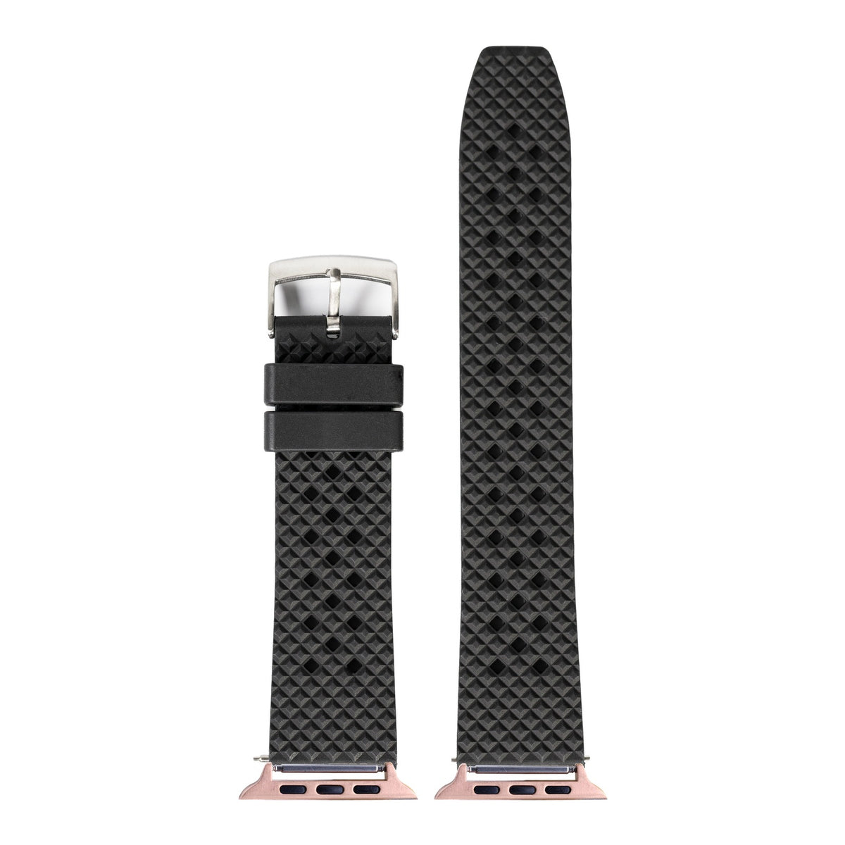 [Apple Watch] King Honeycomb FKM Rubber - Black with Rose Gold Apple Watch connecters