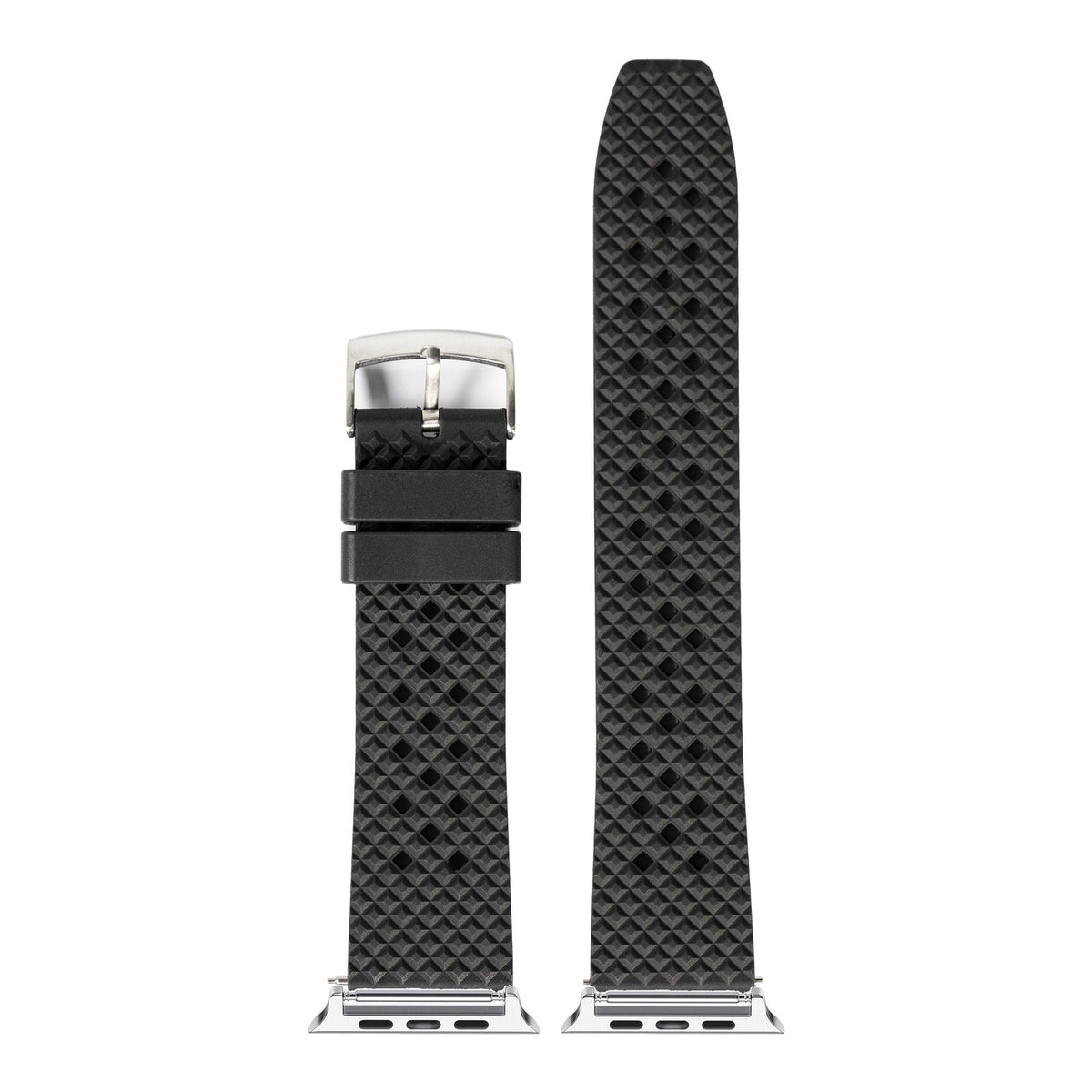 [Apple Watch] King Honeycomb FKM Rubber - Black with Silver Apple Watch connecters