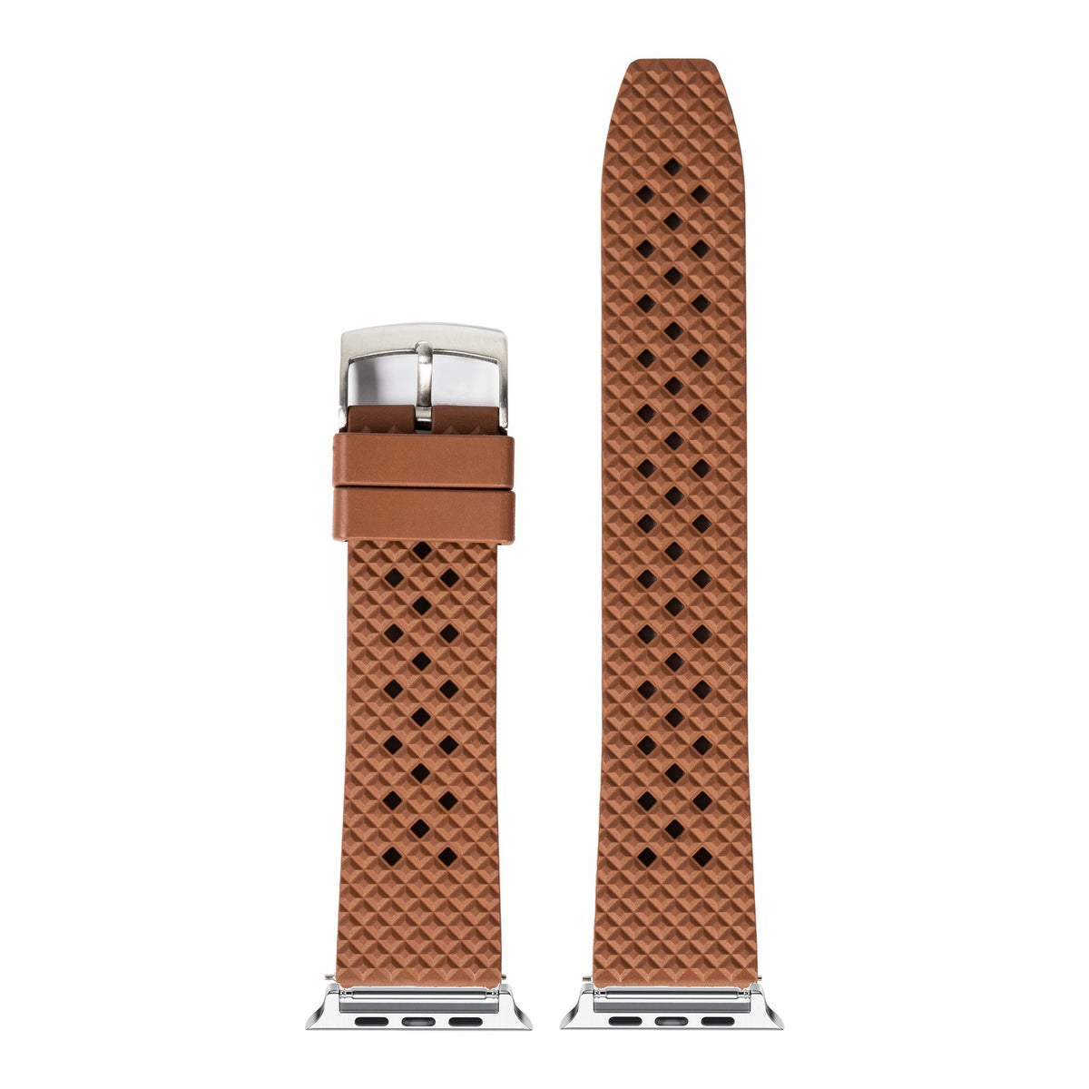 [Apple Watch] King Honeycomb FKM Rubber - Brown with Silver Apple Watch connecters