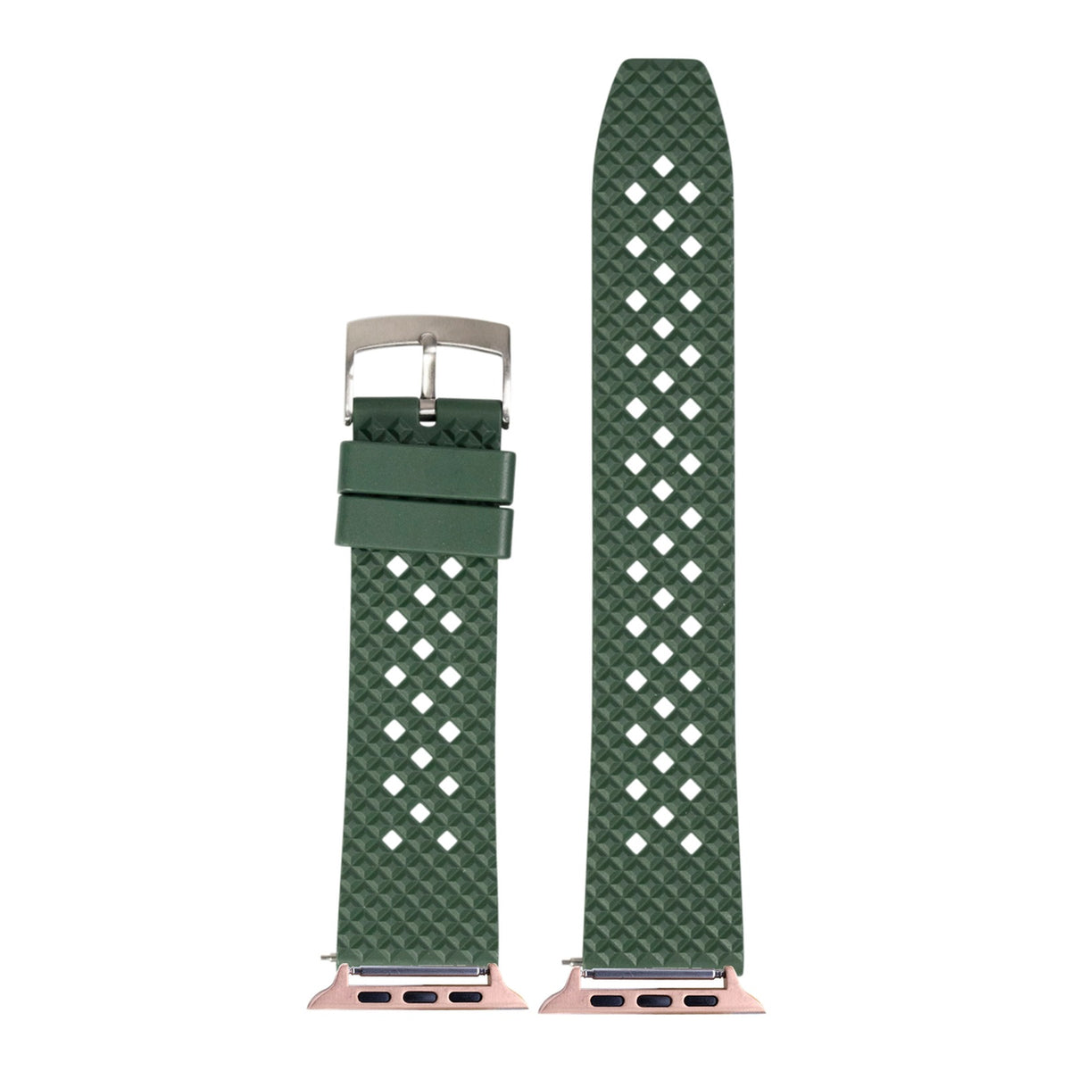 [Apple Watch] King Honeycomb FKM Rubber - Green with Rose Gold Apple Watch connecters