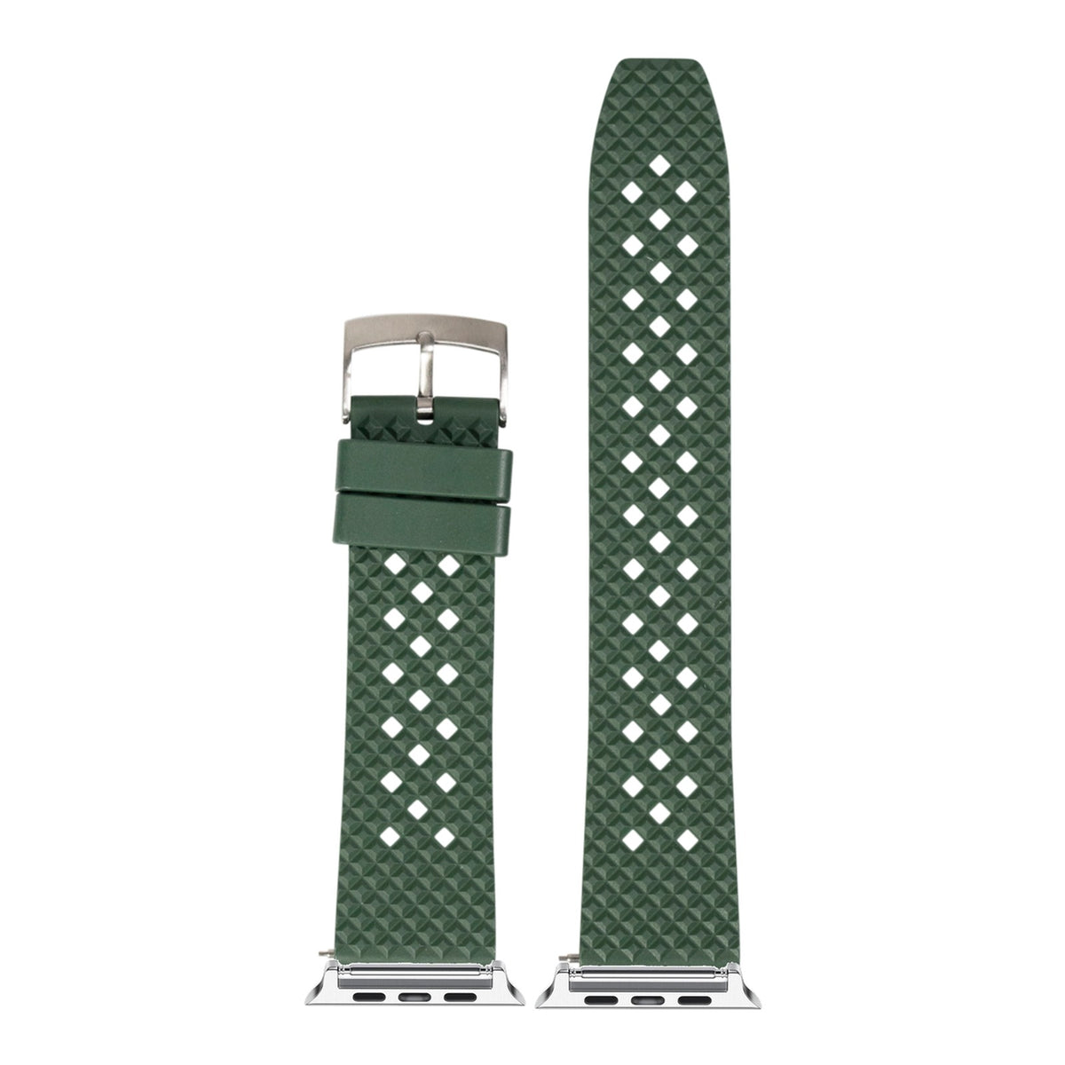 [Apple Watch] King Honeycomb FKM Rubber - Green with Silver Apple Watch connecters