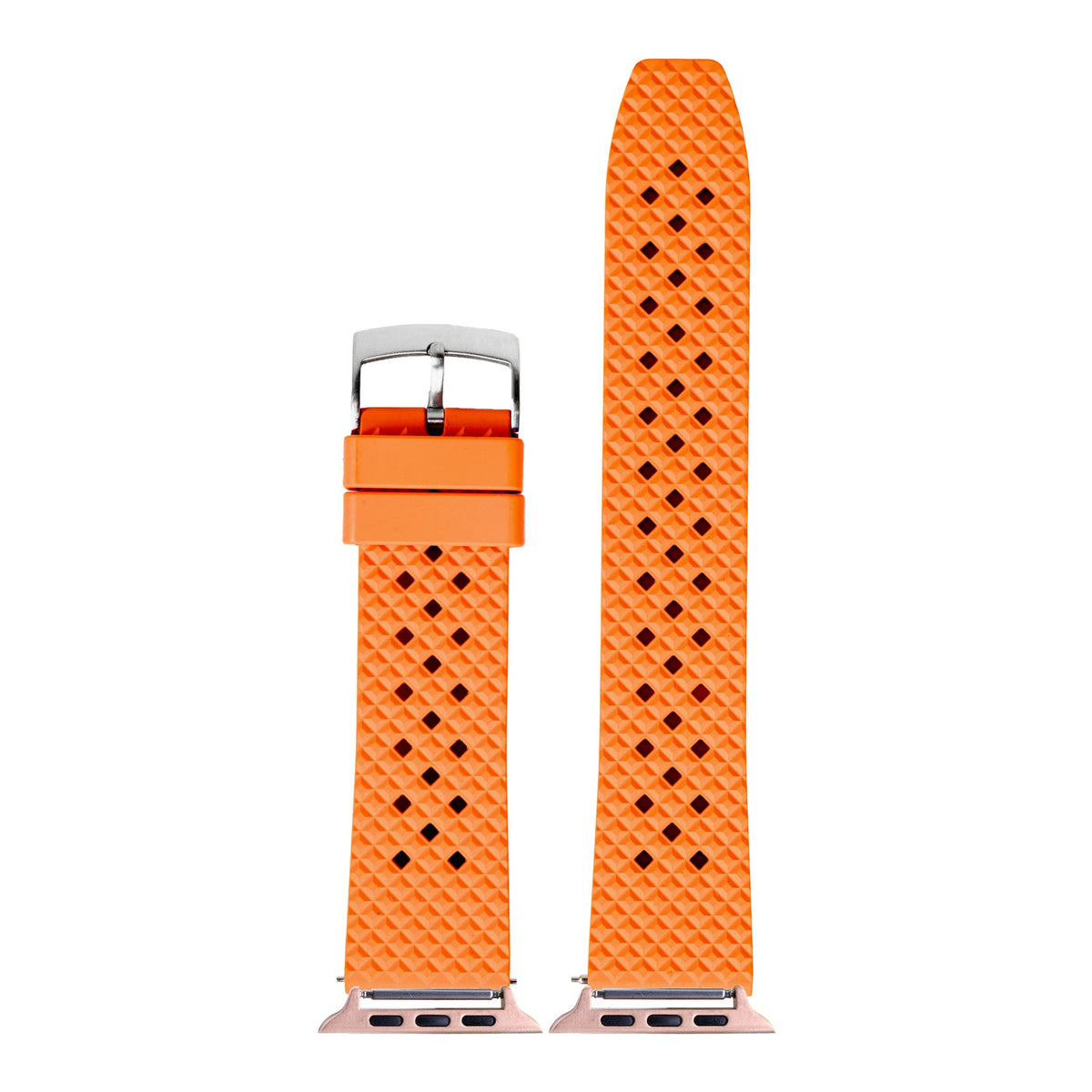 [Apple Watch] King Honeycomb FKM Rubber - Orange with Rose Gold Apple Watch connecters
