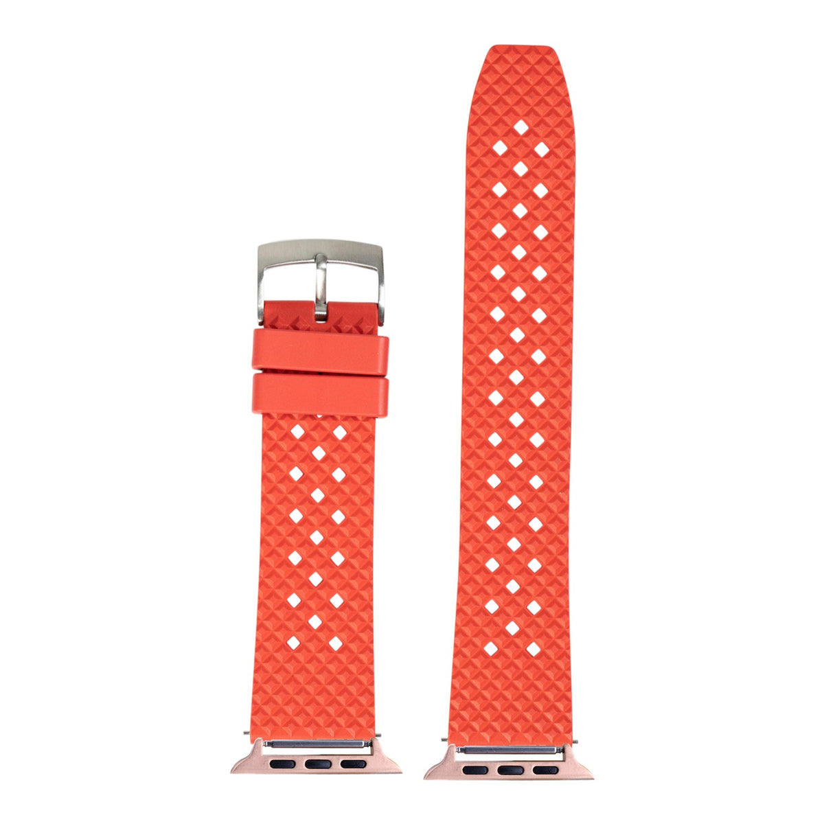 [Apple Watch] King Honeycomb FKM Rubber - Red with Rose Gold Apple Watch connecters