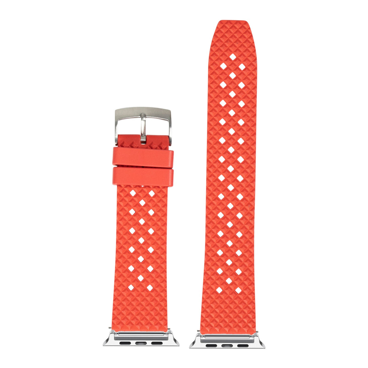 [Apple Watch] King Honeycomb FKM Rubber - Red with Silver Apple Watch connecters