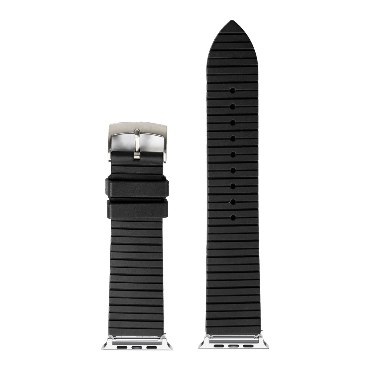 [Apple Watch] King Panelarc FKM Rubber - Black with Silver Apple Watch connecters