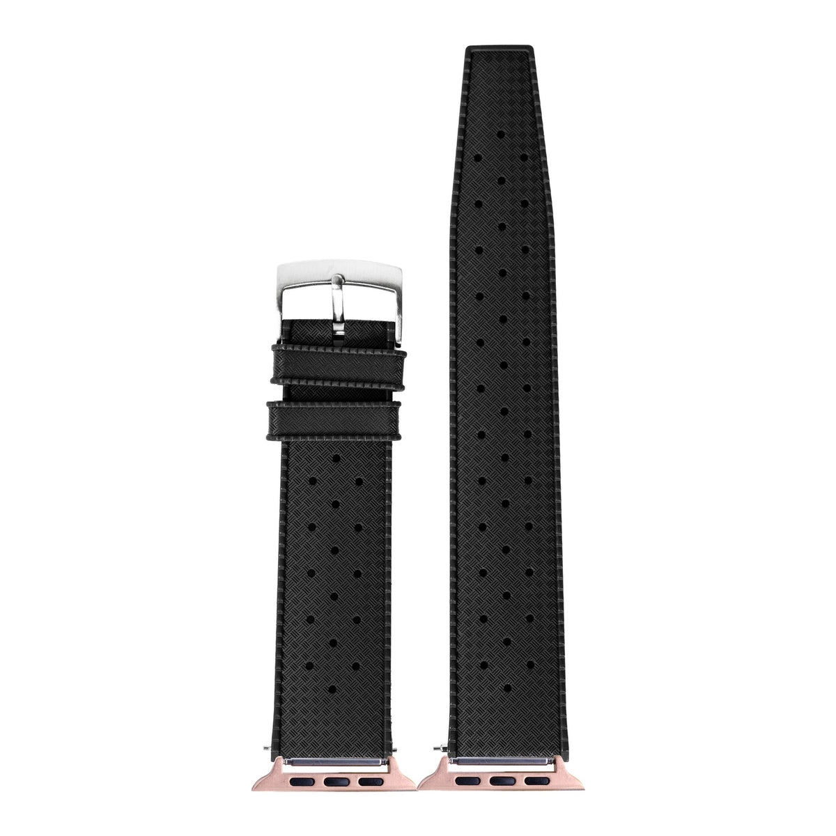[Apple Watch] King Tropic FKM Rubber - Black with Rose Gold Apple Watch connecters