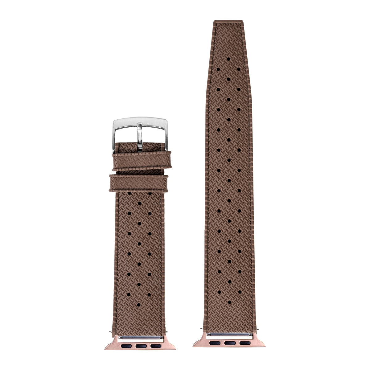 [Apple Watch] King Tropic FKM Rubber - Brown with Rose Gold Apple Watch connecters