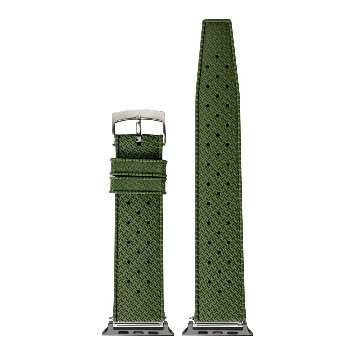 [Apple Watch] King Tropic FKM Rubber - Forest Green with Black Apple Watch connecters