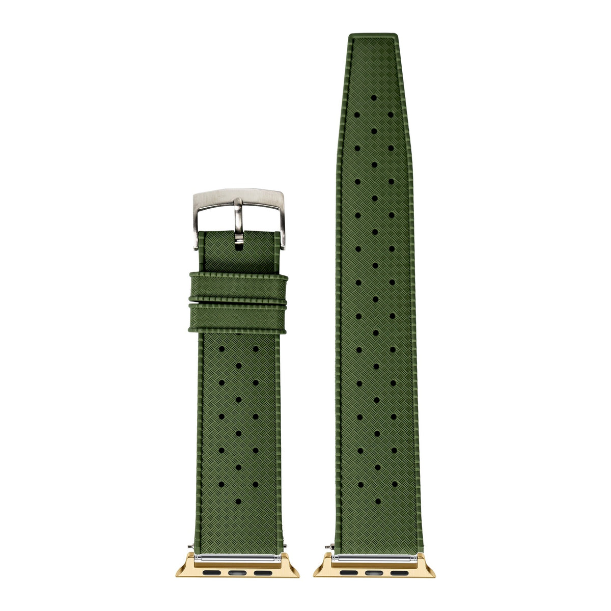 [Apple Watch] King Tropic FKM Rubber - Forest Green with Gold Apple Watch connecters