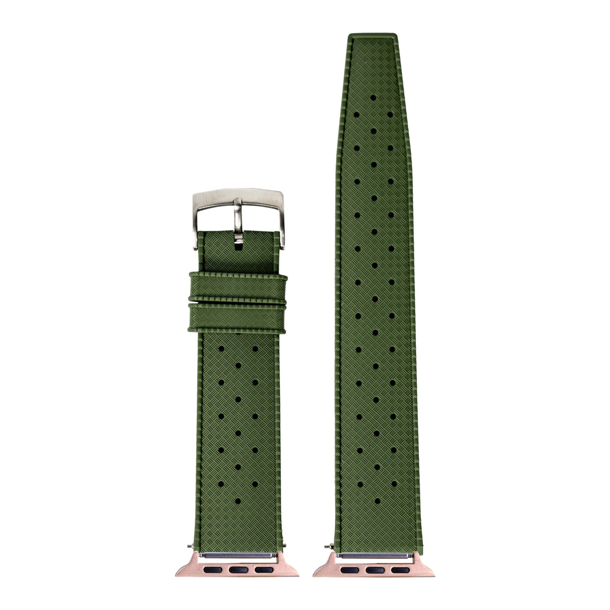 [Apple Watch] King Tropic FKM Rubber - Forest Green with Rose Gold Apple Watch connecters