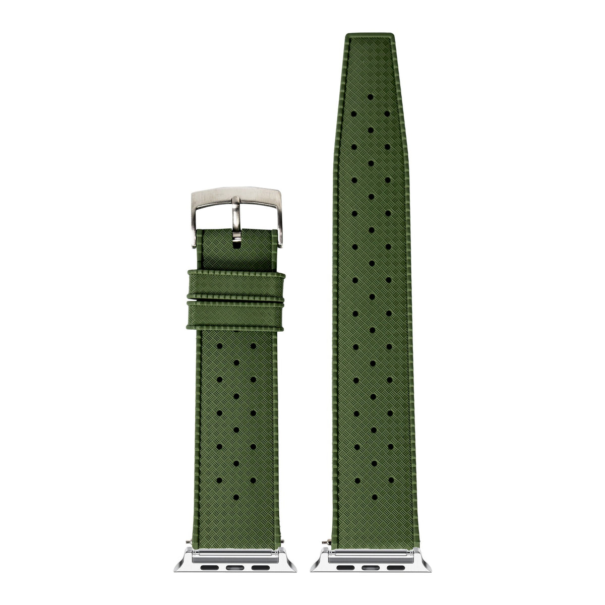 [Apple Watch] King Tropic FKM Rubber - Forest Green with Silver Apple Watch connecters