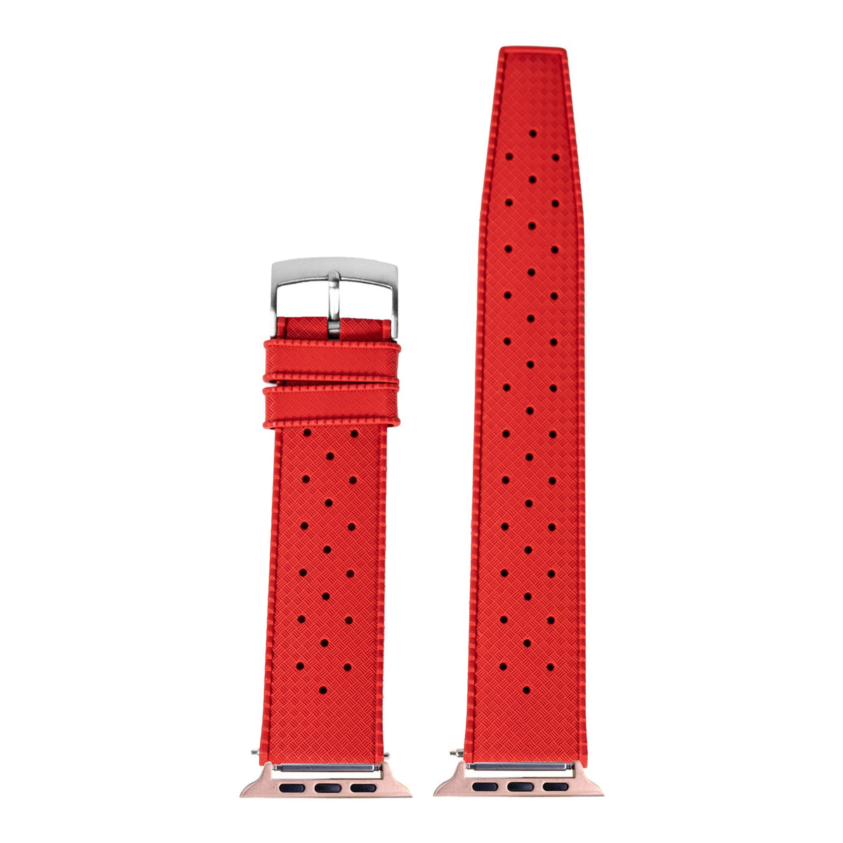 [Apple Watch] King Tropic FKM Rubber - Red with Rose Gold Apple Watch connecters