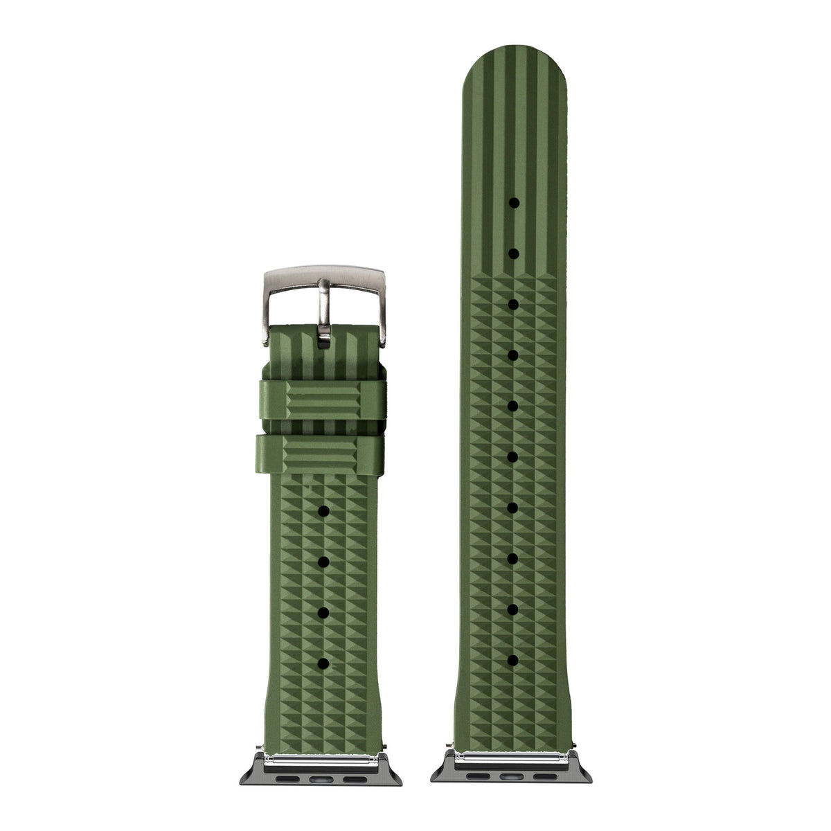[Apple Watch] King Waffle FKM Rubber - Army Green with Black Apple Watch connecters