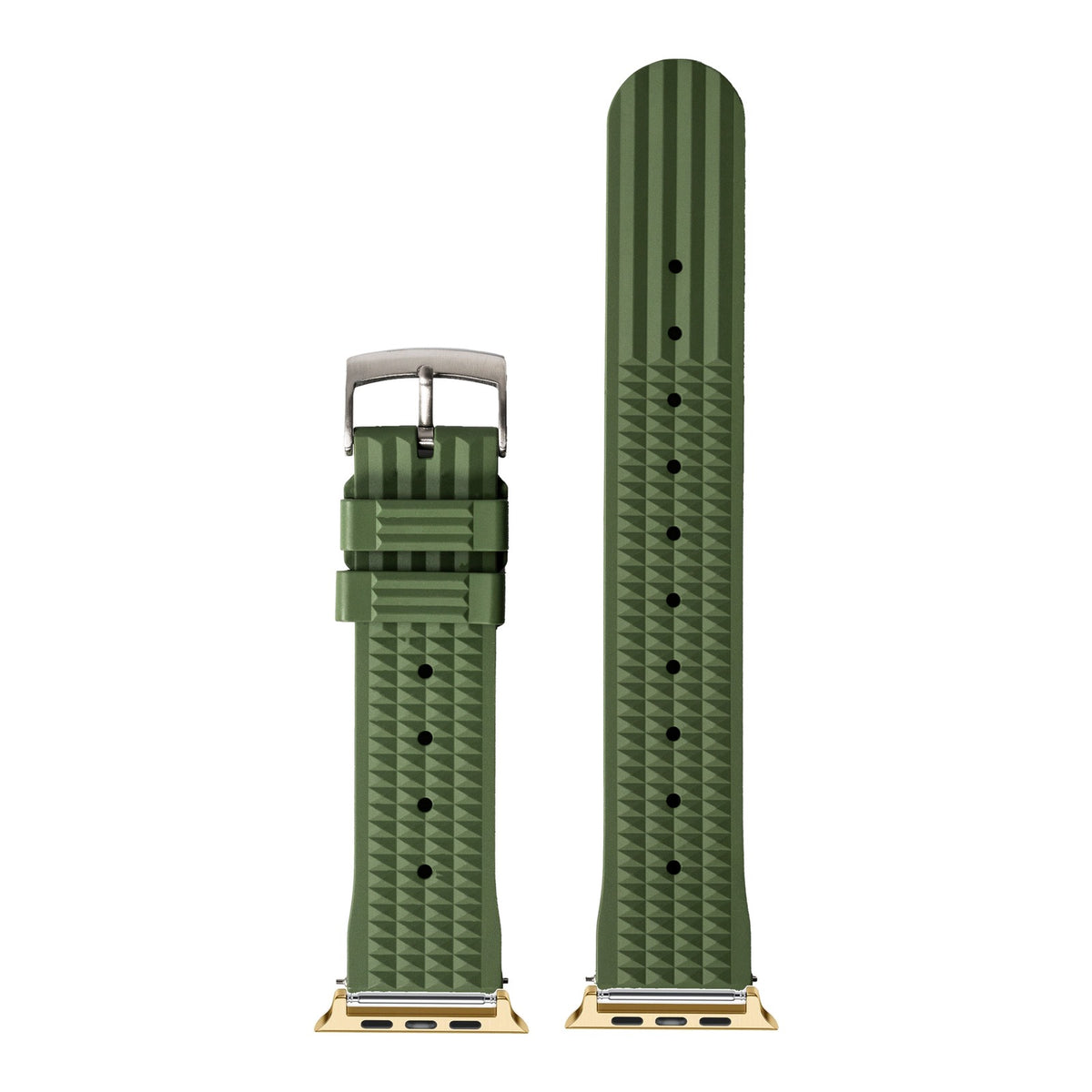 [Apple Watch] King Waffle FKM Rubber - Army Green with Gold Apple Watch connecters