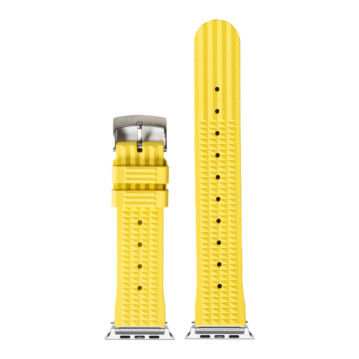 [Apple Watch] King Waffle FKM Rubber - Banana Yellow with Silver Apple Watch connecters