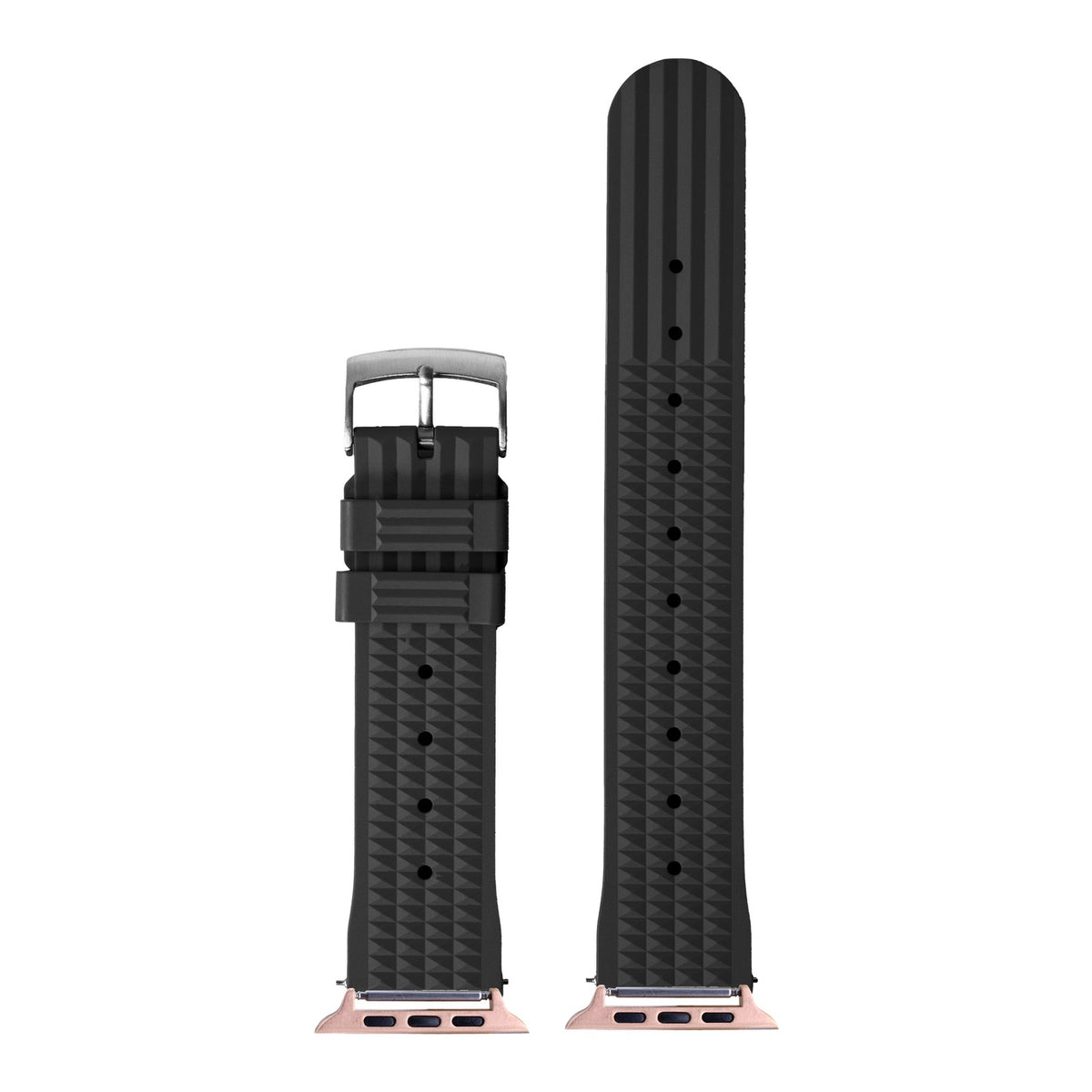 [Apple Watch] King Waffle FKM Rubber - Black with Rose Gold Apple Watch connecters