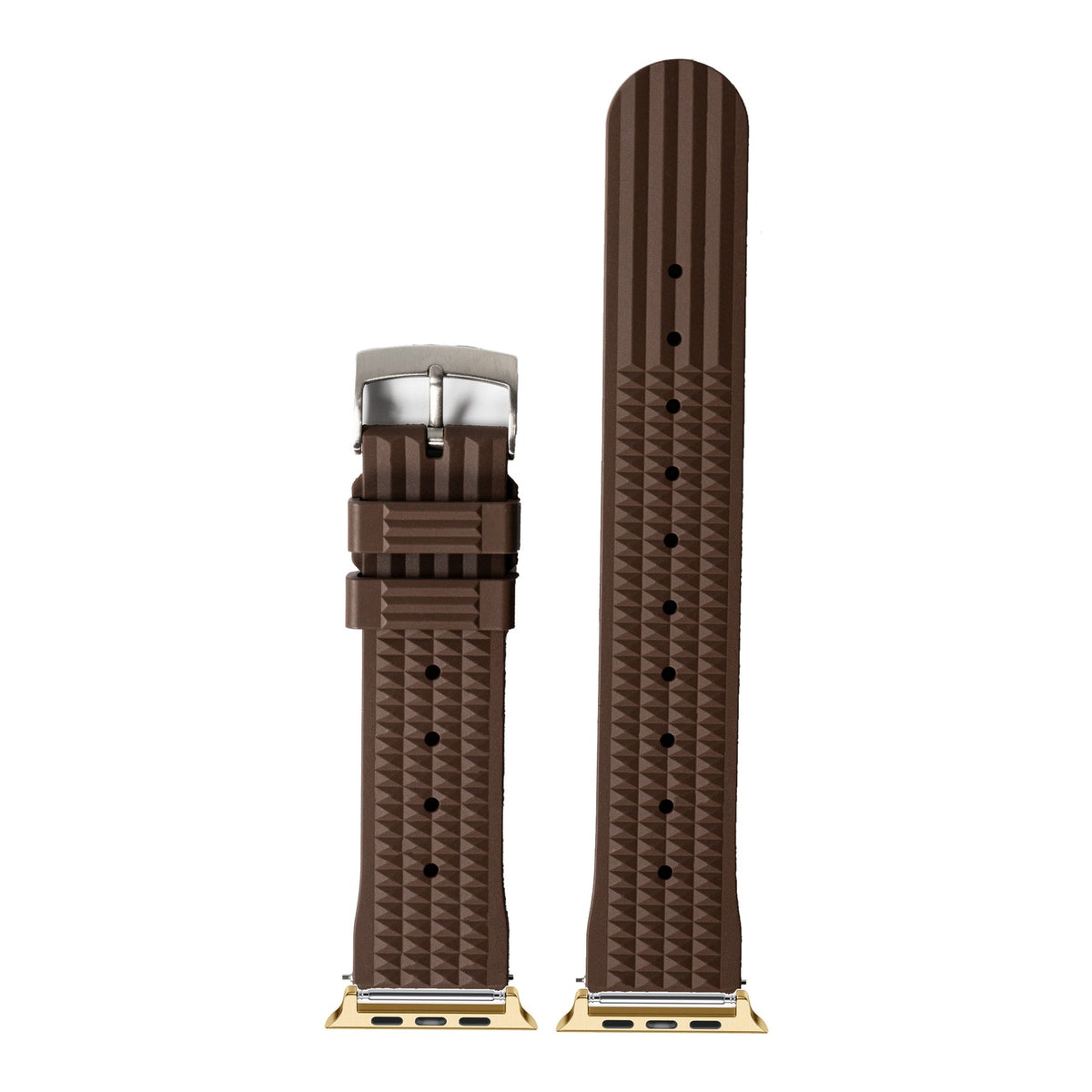 [Apple Watch] King Waffle FKM Rubber - Coffee Brown with Gold Apple Watch connecters