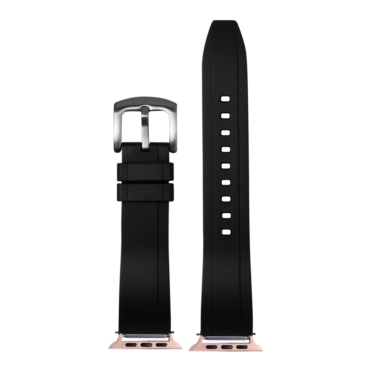 [Apple Watch] Kingston FKM Rubber - Black with Rose Gold Apple Watch connecters