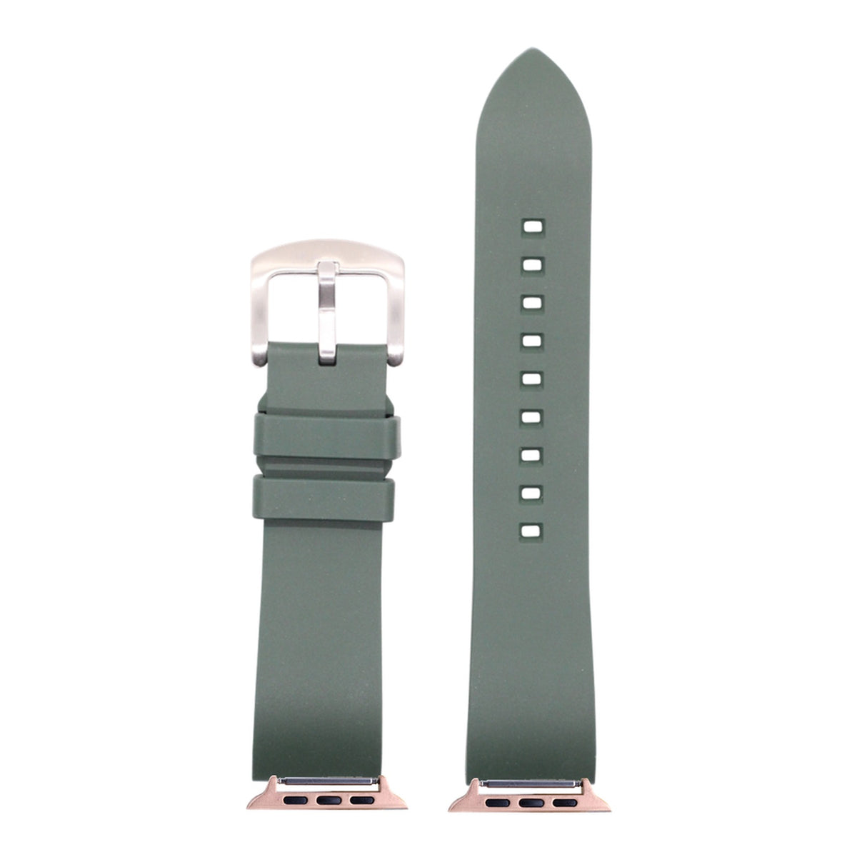 [Apple Watch] Prairie FKM Rubber - Forest Green with Rose Gold Apple Watch connecters