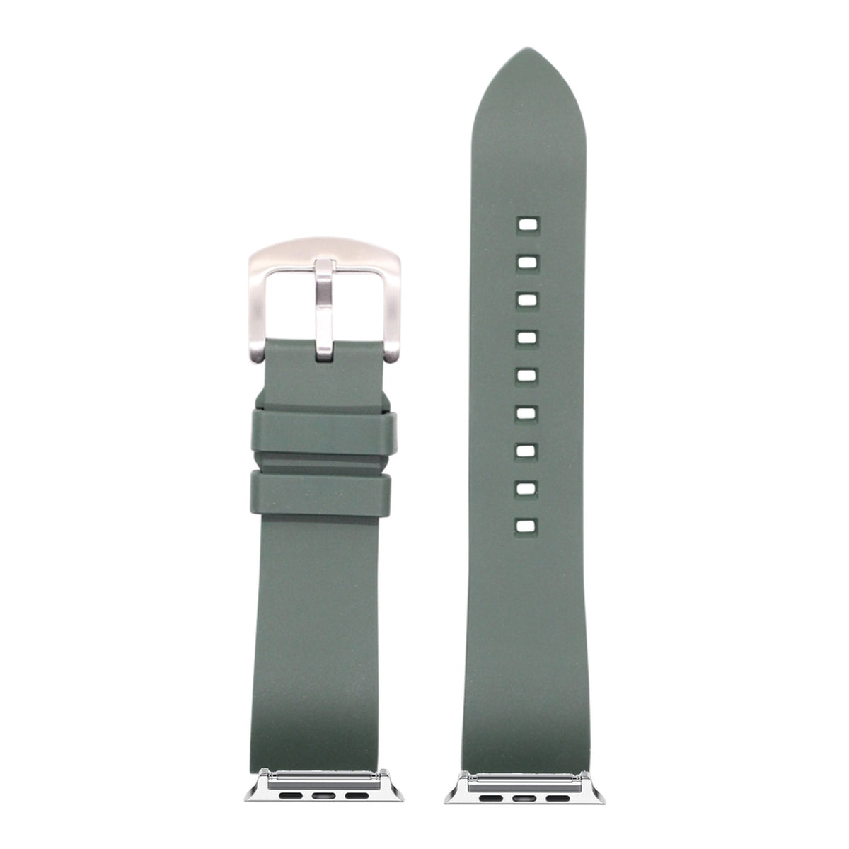 [Apple Watch] Prairie FKM Rubber - Forest Green with Silver Apple Watch connecters