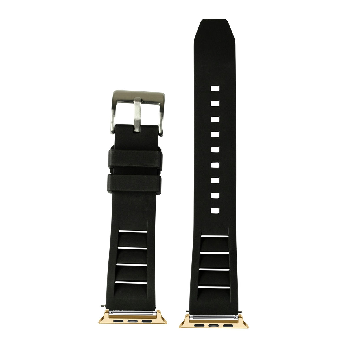 [Apple Watch] Shark Fin FKM Rubber - Black with Gold Apple Watch connecters