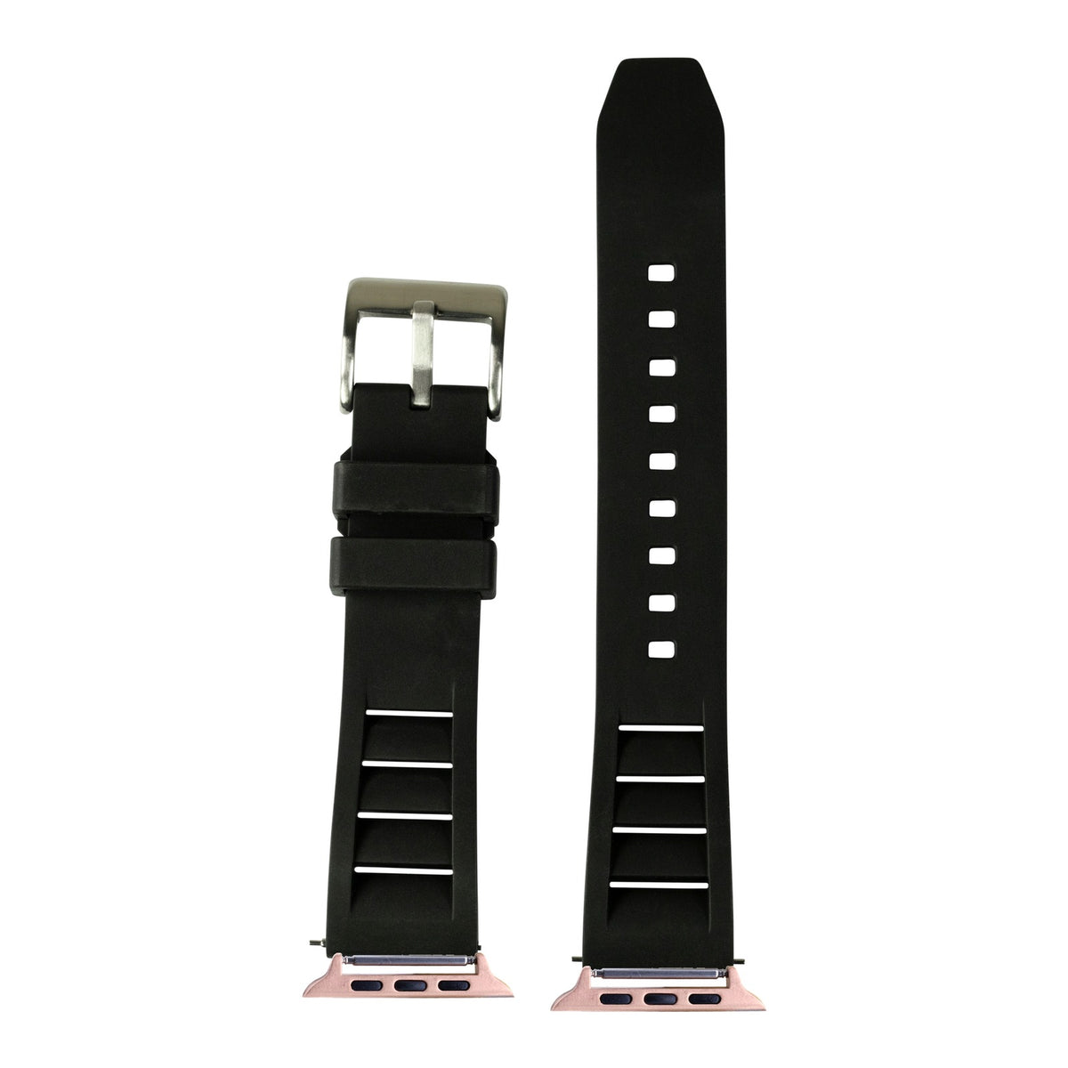 [Apple Watch] Shark Fin FKM Rubber - Black with Rose Gold Apple Watch connecters