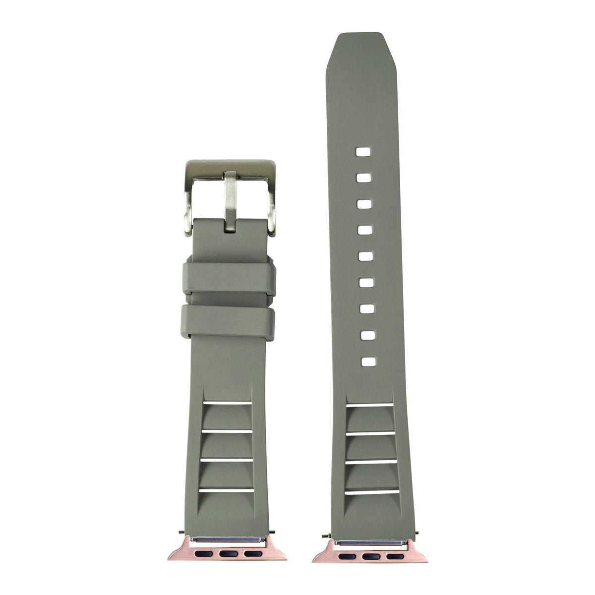 [Apple Watch] Shark Fin FKM Rubber - Grey with Rose Gold Apple Watch connecters