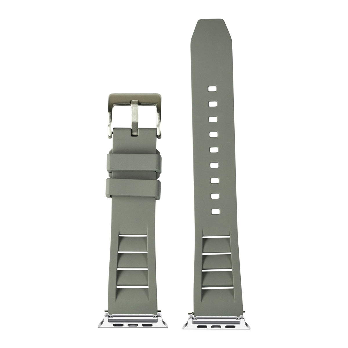 [Apple Watch] Shark Fin FKM Rubber - Grey with Silver Apple Watch connecters