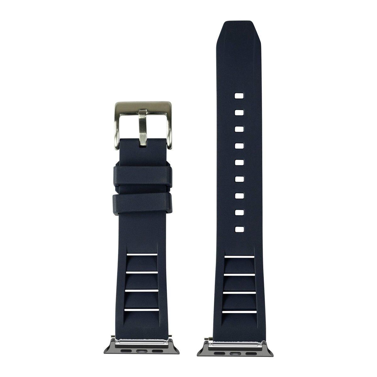 [Apple Watch] Shark Fin FKM Rubber - Navy Blue with Black Apple Watch connecters