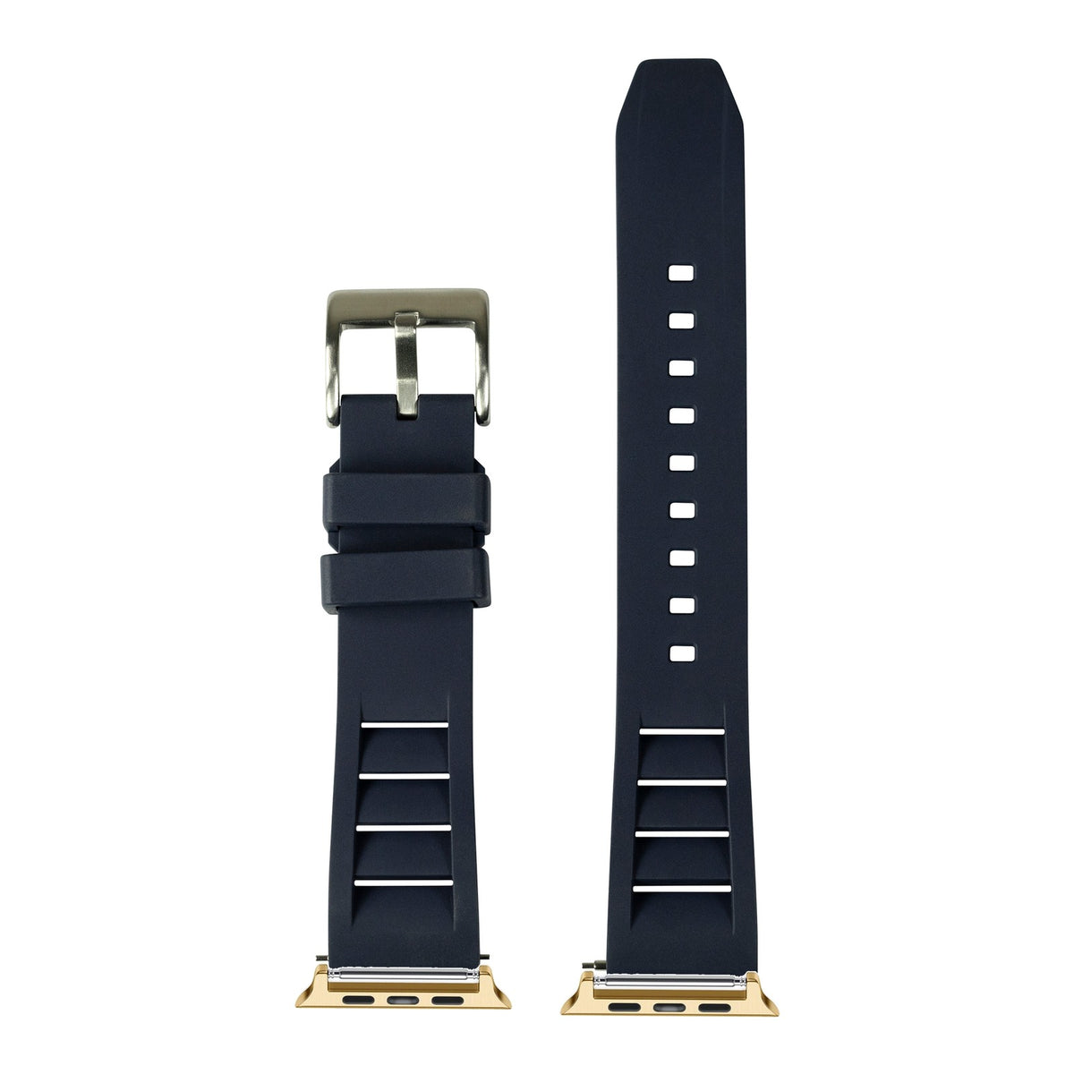 [Apple Watch] Shark Fin FKM Rubber - Navy Blue with Gold Apple Watch connecters