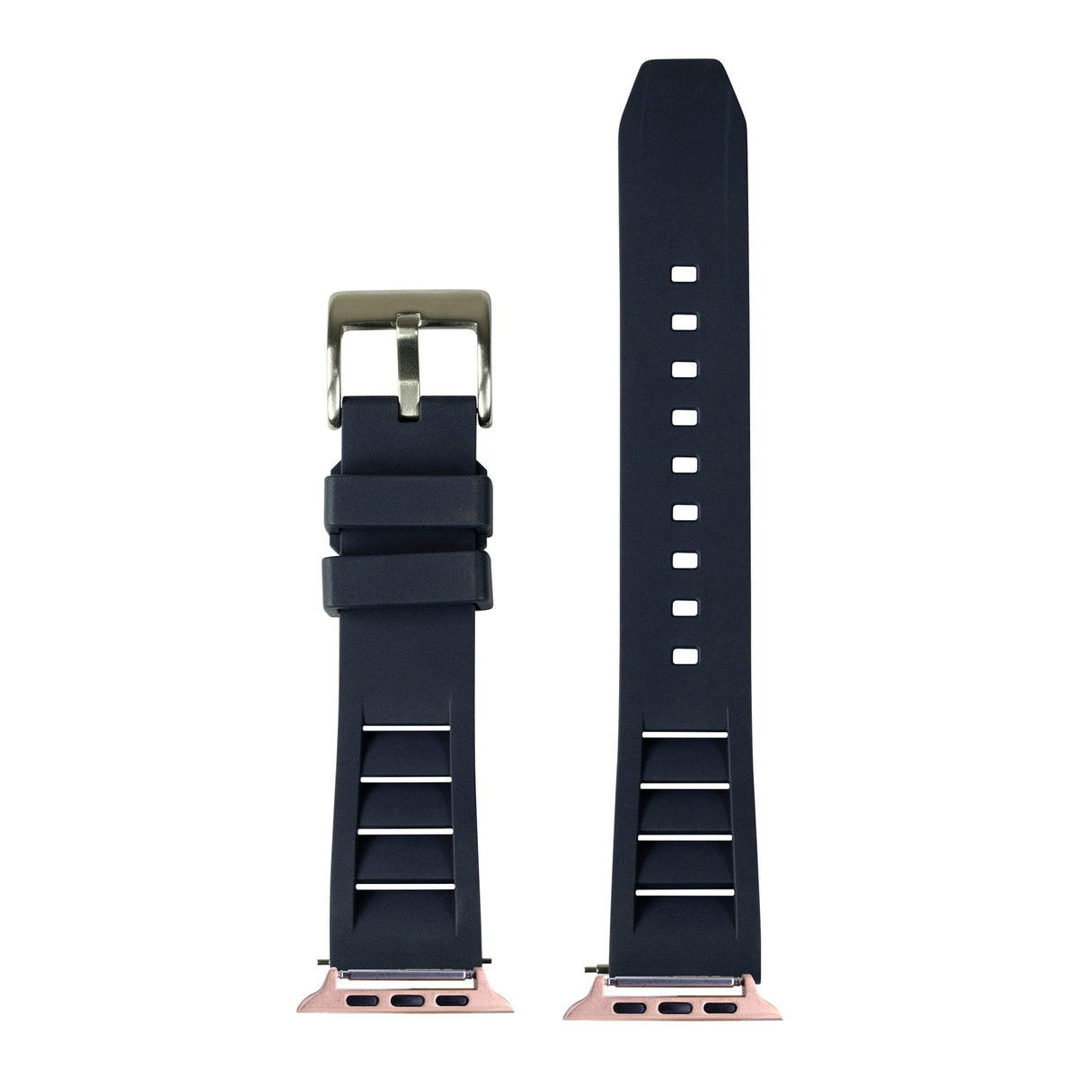 [Apple Watch] Shark Fin FKM Rubber - Navy Blue with Rose Gold Apple Watch connecters