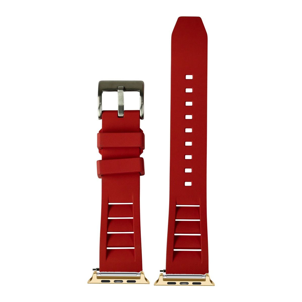 [Apple Watch] Shark Fin FKM Rubber - Red with Gold Apple Watch connecters