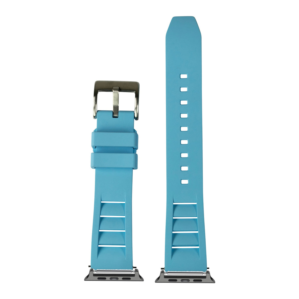 [Apple Watch] Shark Fin FKM Rubber - Sky Blue with Black Apple Watch connecters