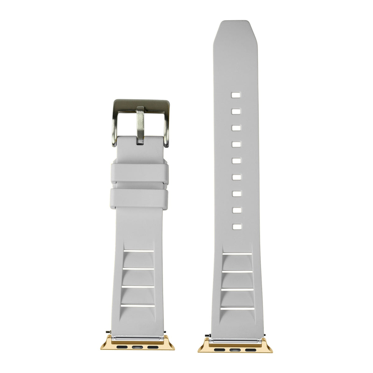 [Apple Watch] Shark Fin FKM Rubber - White with Gold Apple Watch connecters
