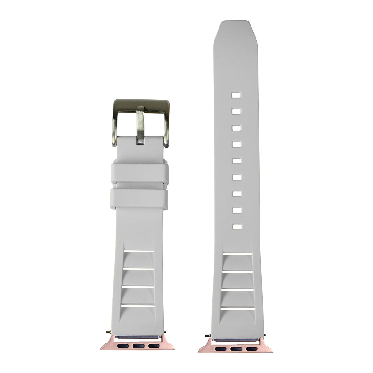 [Apple Watch] Shark Fin FKM Rubber - White with Rose Gold Apple Watch connecters