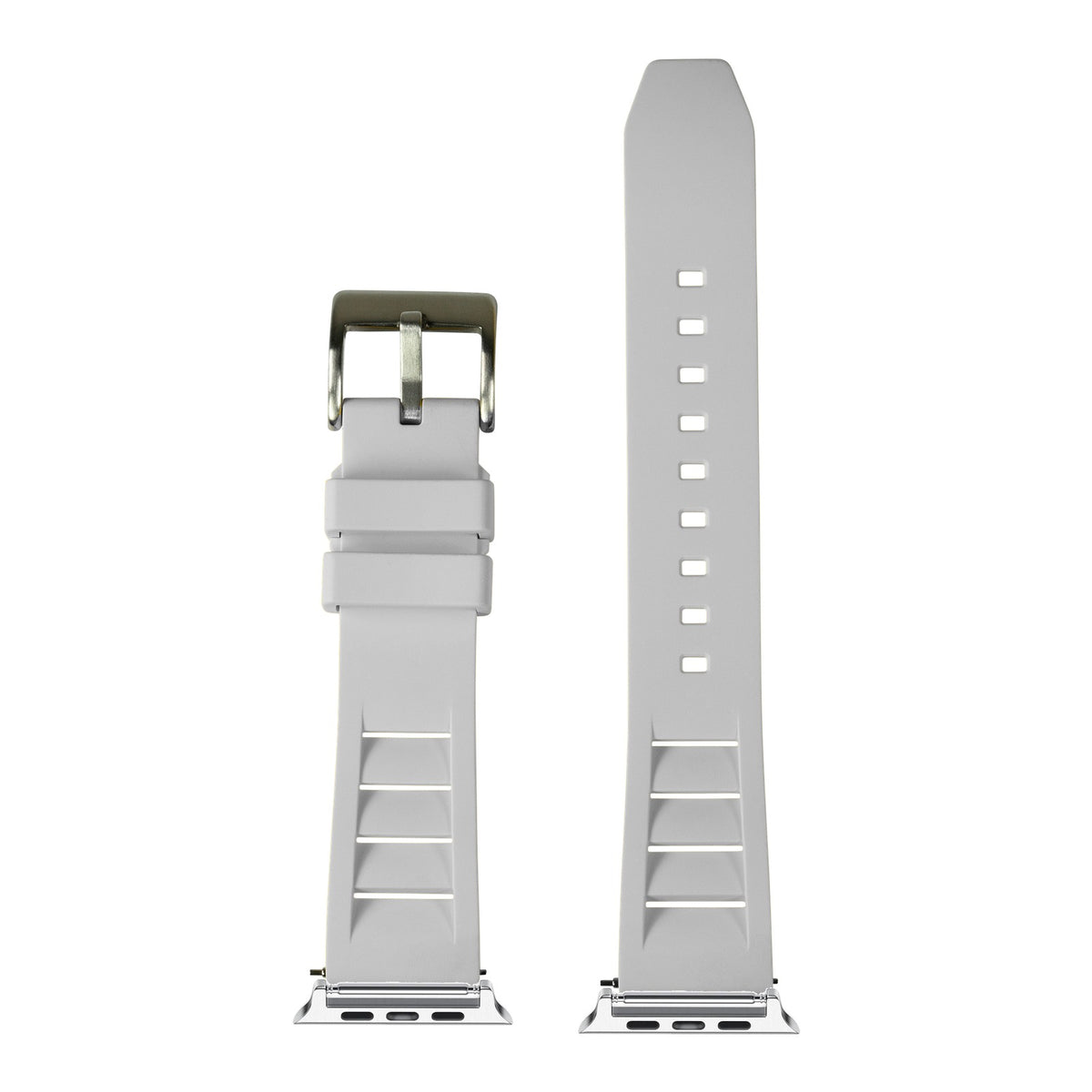 [Apple Watch] Shark Fin FKM Rubber - White with Silver Apple Watch connecters