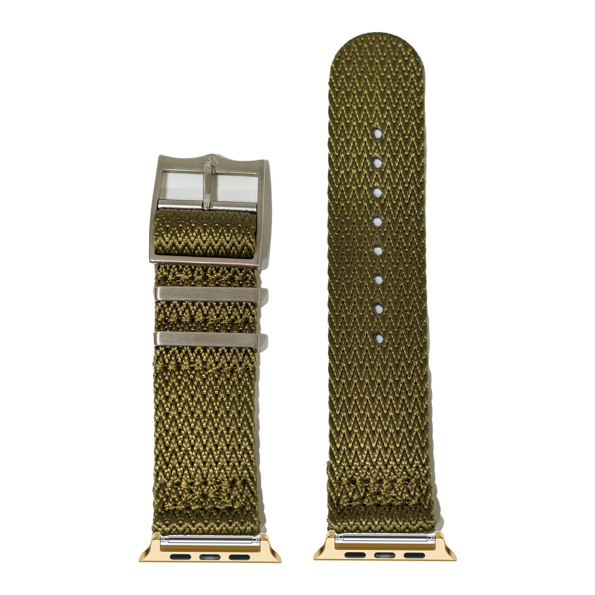 [Apple Watch] Sharktooth Militex - Army Green with Gold Apple Watch connecters