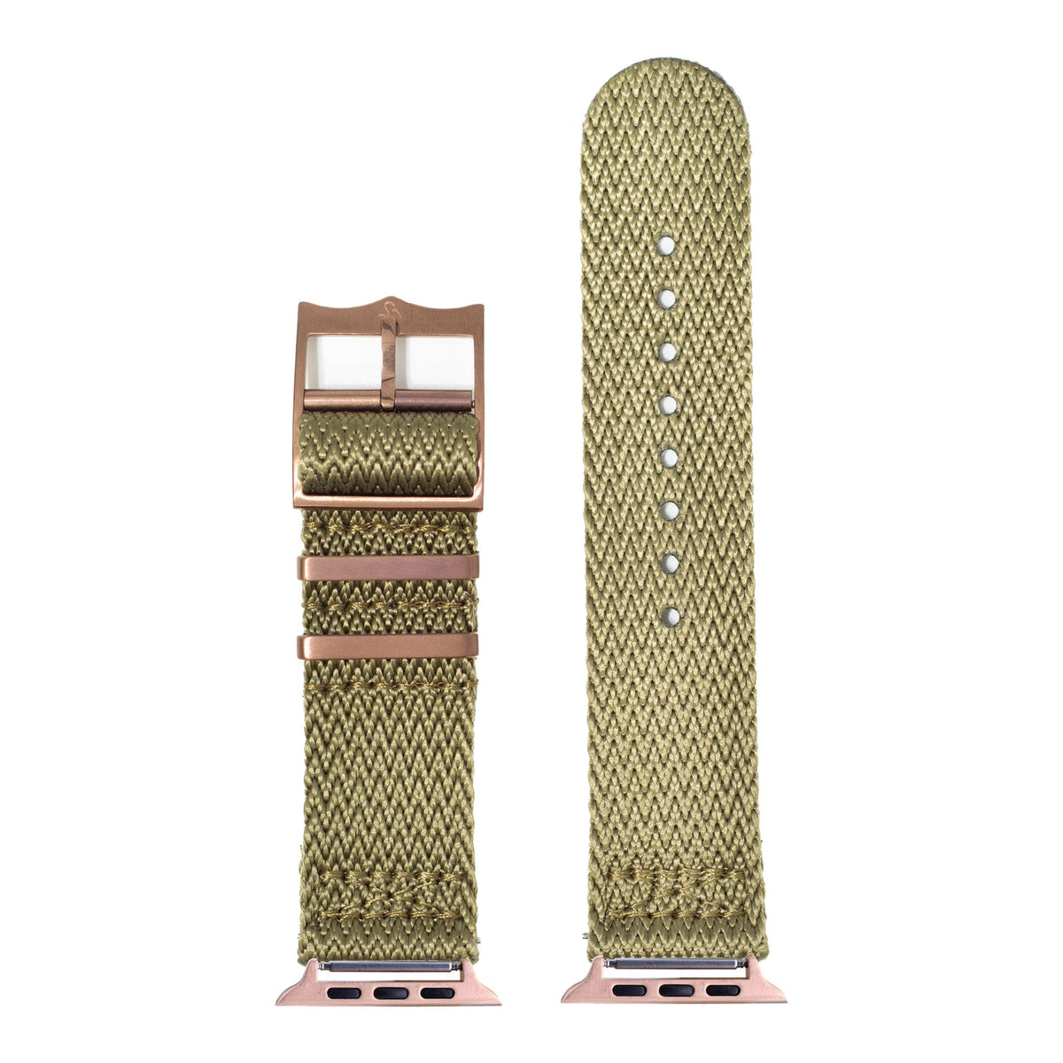 [Apple Watch] Sharktooth Militex - Army Green [Bronze Coloured Hardware] with Rose Gold Apple Watch connecters