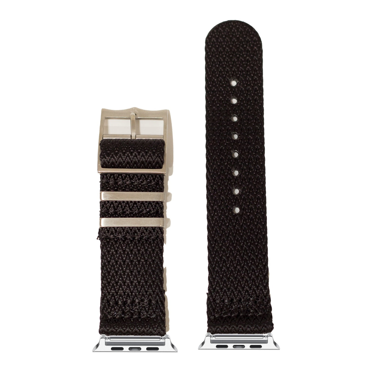 [Apple Watch] Sharktooth Militex - Black with Silver Apple Watch connecters