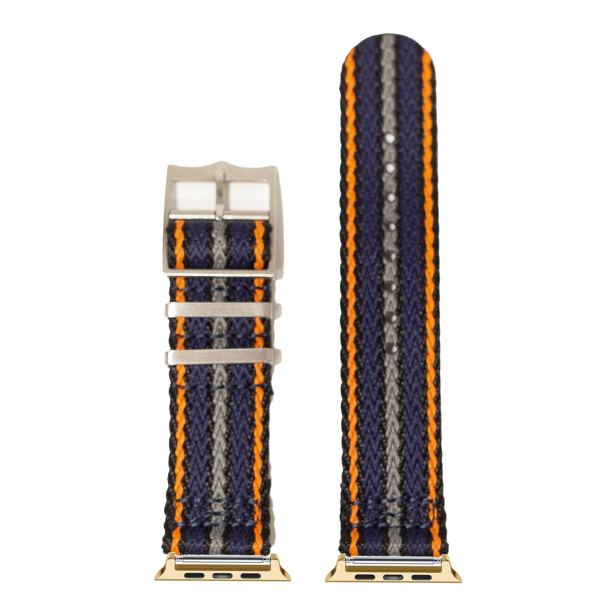 [Apple Watch] Sharktooth Militex - Black / Orange / Blue / Grey with Gold Apple Watch connecters
