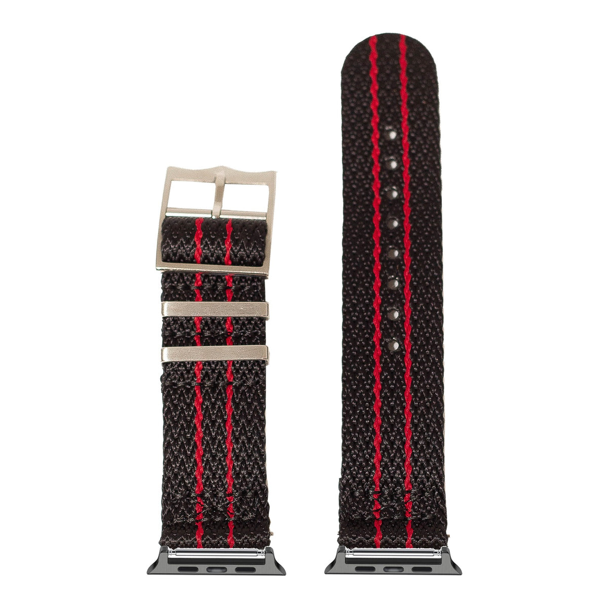 [Apple Watch] Sharktooth Militex - Black / Red with Black Apple Watch connecters