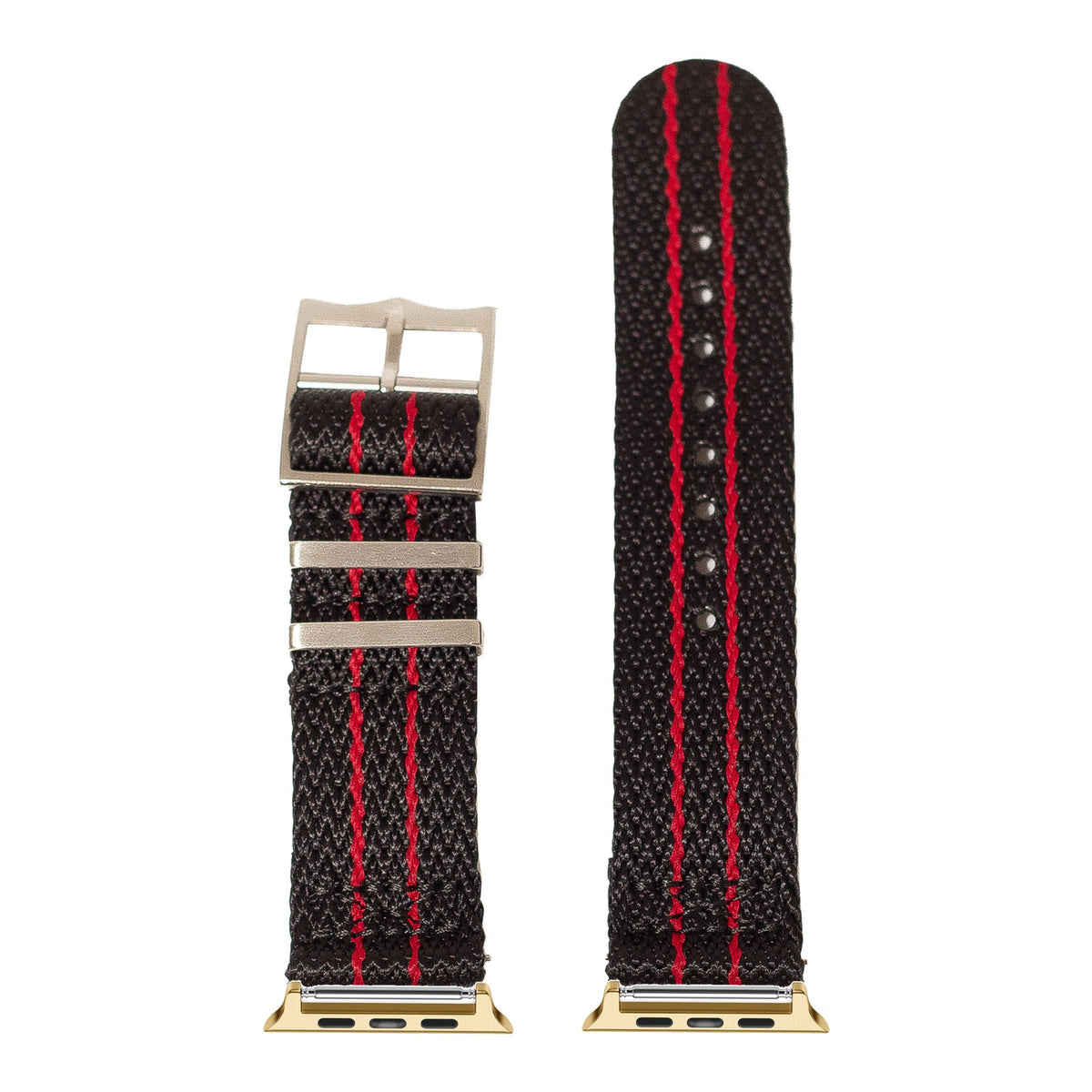 [Apple Watch] Sharktooth Militex - Black / Red with Gold Apple Watch connecters