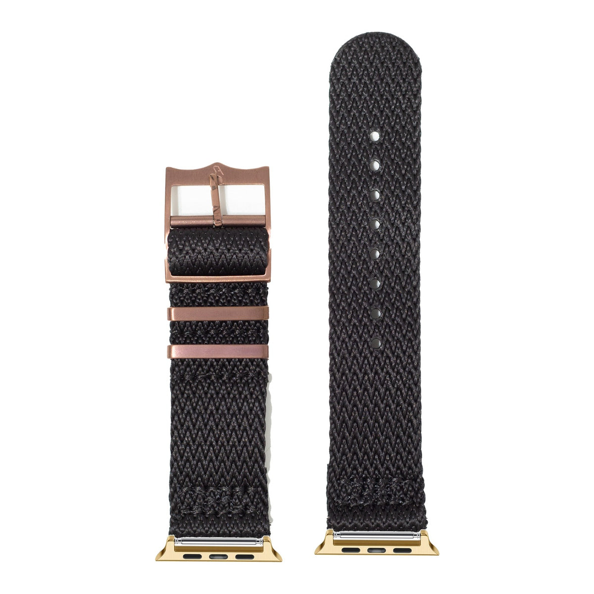 [Apple Watch] Sharktooth Militex - Black [Bronze Coloured Hardware] with Gold Apple Watch connecters