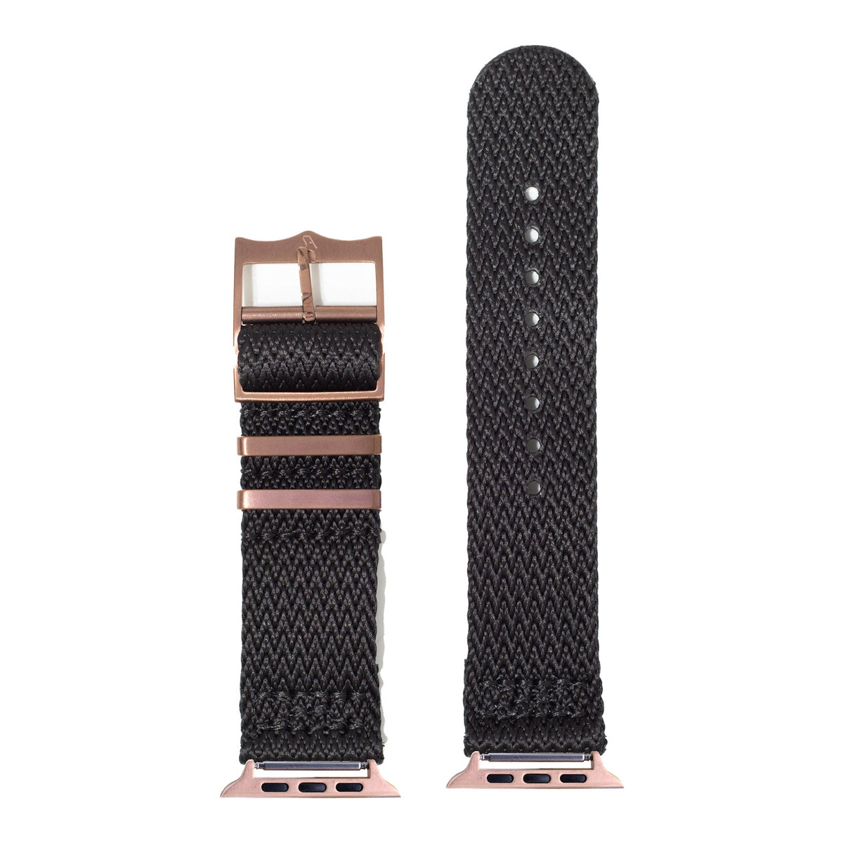 [Apple Watch] Sharktooth Militex - Black [Bronze Coloured Hardware] with Rose Gold Apple Watch connecters
