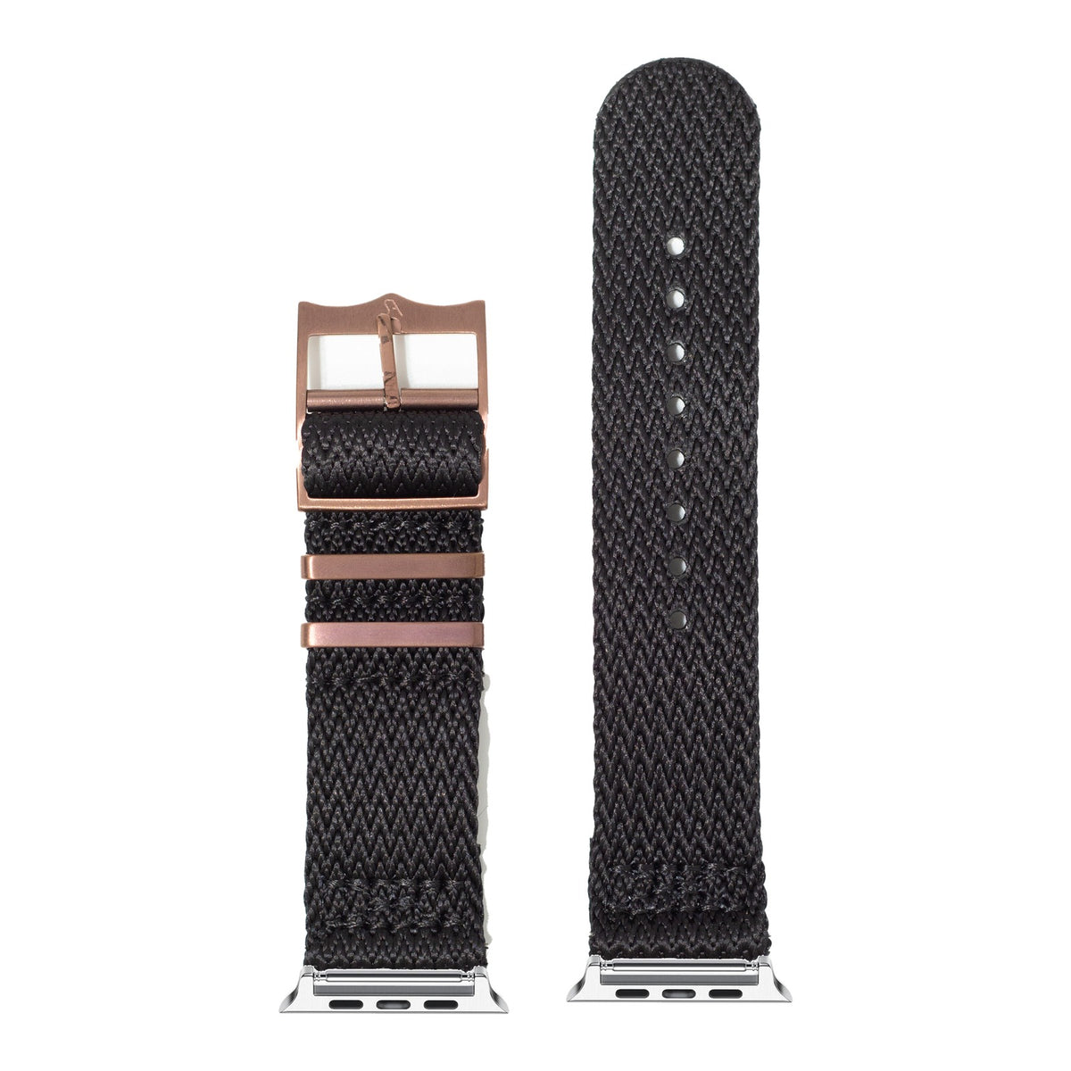 [Apple Watch] Sharktooth Militex - Black [Bronze Coloured Hardware] with Silver Apple Watch connecters