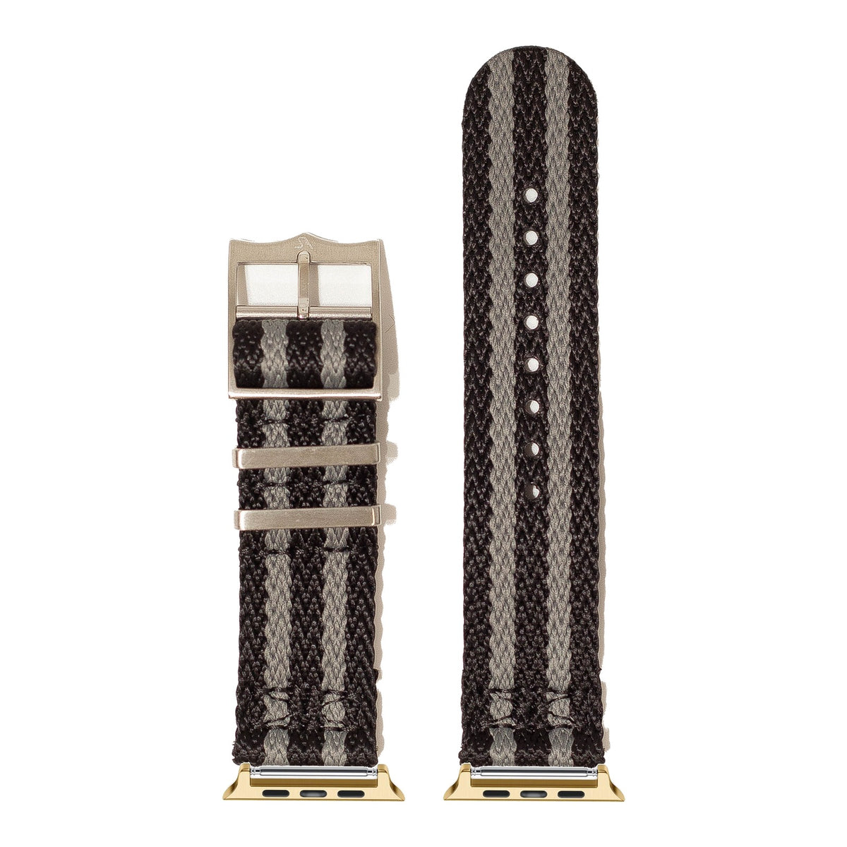 [Apple Watch] Sharktooth Militex - Bond (Black / Grey) with Gold Apple Watch connecters