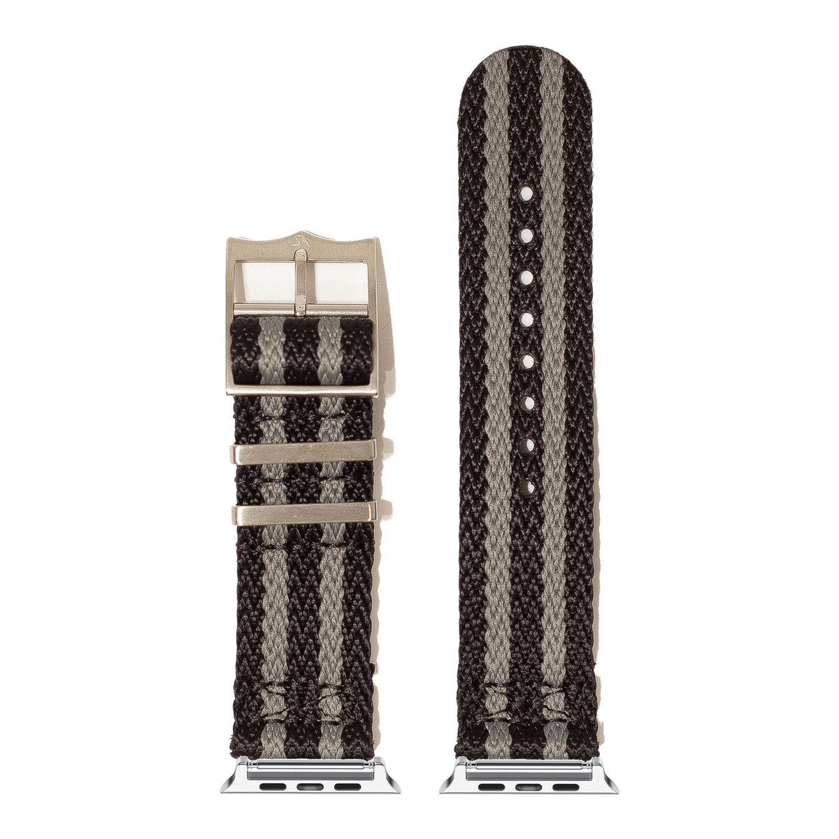 [Apple Watch] Sharktooth Militex - Bond (Black / Grey) with Silver Apple Watch connecters