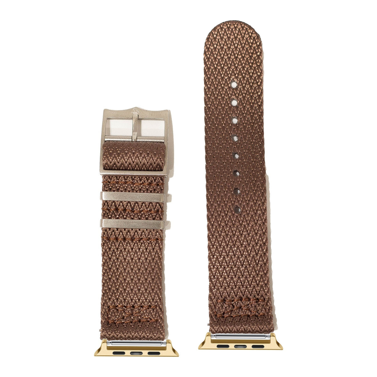 [Apple Watch] Sharktooth Militex - Coffee Brown with Gold Apple Watch connecters