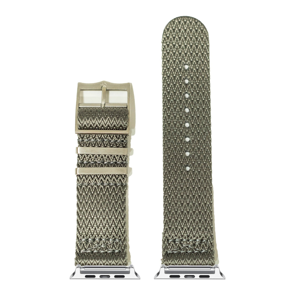 [Apple Watch] Sharktooth Militex - Grey with Silver Apple Watch connecters